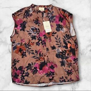 Elie Tahari XS Floral Short Sleeve Tank Shirt